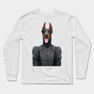 Victorian Doberman Dog Portrait Long Sleeve T-Shirt